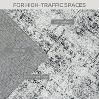 Area Rug for Living Room 6x9, Modern Abstract Machine Washable Rug, Non-Slip Carpet for Bedroom, Dining Room, Grey