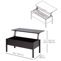 39" Modern Lift Top Coffee Table with Hidden Storage Compartment, Center Table for Living Room, Coffee