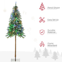 6' Artificial Christmas Tree with Warm White or Colourful LED Lights, Pencil Shape, Steel Base