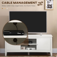 Modern TV Stand for TVs up to 55", TV Bench with Storage Cupboards and Shelves, 47.2" x 16.7" x 19.7", White