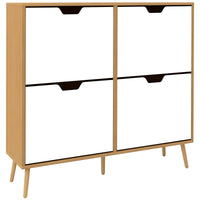 Shoe Storage Cabinet with 4 Flip Drawers and Adjustable Shelf, Shoe Cabinet for 8-16 Pairs of Shoes, Natural