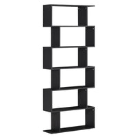 Wooden S Shape Bookcase 6 Shelves Storage Display Home Office Furniture