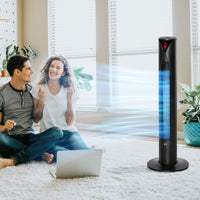 Freestanding Tower Fan Cooling for Home Bedroom with 3 Speed, 12h Timer, Oscillating, LED Sensor Panel, Remote Controller, Black