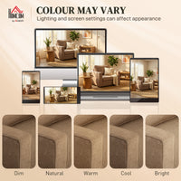 Accent Chair, Velvet-feel Fabric Armchair with Wide Seat, Spring Cushion, Solid Wood legs, Brown