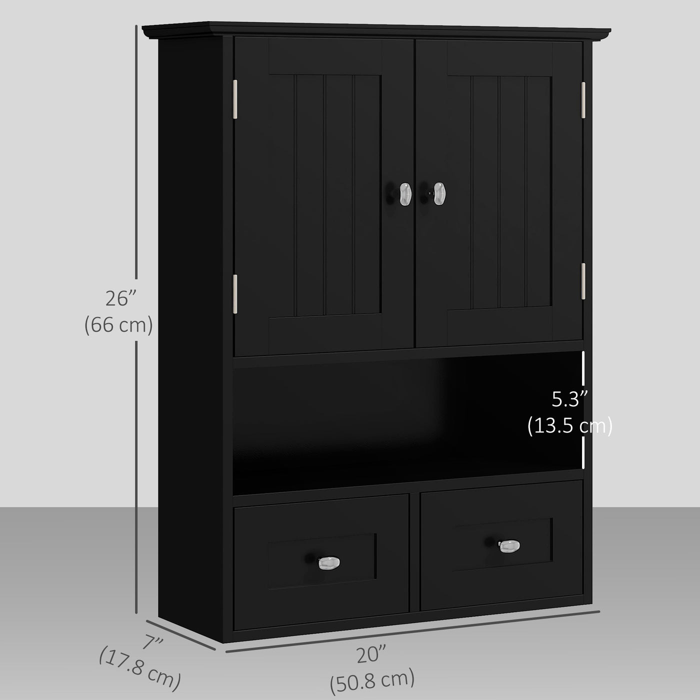 Medicine Cabinet, Bathroom Wall Cabinet with Shelf and Drawers for Hallway, Living Room, Black