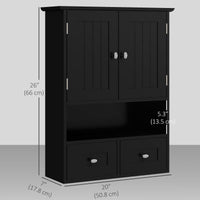 Medicine Cabinet, Bathroom Wall Cabinet with Shelf and Drawers for Hallway, Living Room, Black