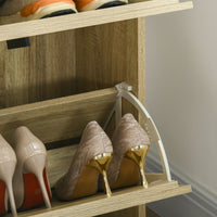 Shoe Storage Cabinet Organizer for 18 Pairs of Shoes with 3 Flip Drawers and Adjustable Shelves, Oak