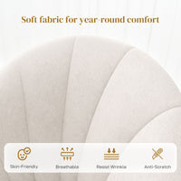 Modern Dining Chairs Set of 4, Upholstered Dining Room Chairs with Metal Legs, Shell Backrest, Padded Seat, Cream White