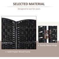 6ft Folding Room Divider, 4 Panel Wall Partition with Wooden Frame for Bedroom, Home Office, Black