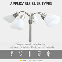 Arc Tree Floor Lamp with 5 Adjustable Rotating Lights, Modern Standing Gooseneck Reading Light for Living Room Bedroom Office, Satin Nickel