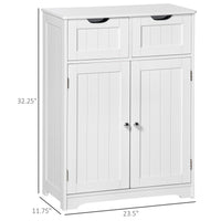 Bathroom Cabinet, Bathroom Storage Cabinet with 2 Drawers, Adjustable Shelf for Living Room, Entryway, White