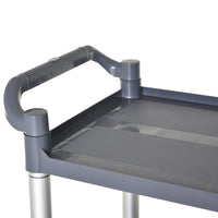 3-Tier Utility Cart Large Rolling Storage Trolley with 3 Shelves Metal Clean Service Cart, Restaurant, Hotel, Livingroom, Silver and Grey