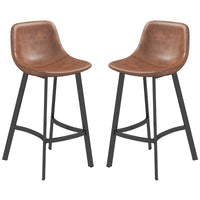 Counter Height Stools Set of 2, Upholstered Kitchen Stool with Back and Steel Legs