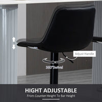 Bar Stools Set of 2, Swivel Counter Height Barstools with Back, Footrest, Adjustable Height, Black