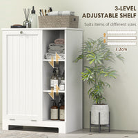 Laundry Cabinet with Removable Basket, Tilt Out Laundry Hamper with Adjustable Shelf and Open Compartments, White