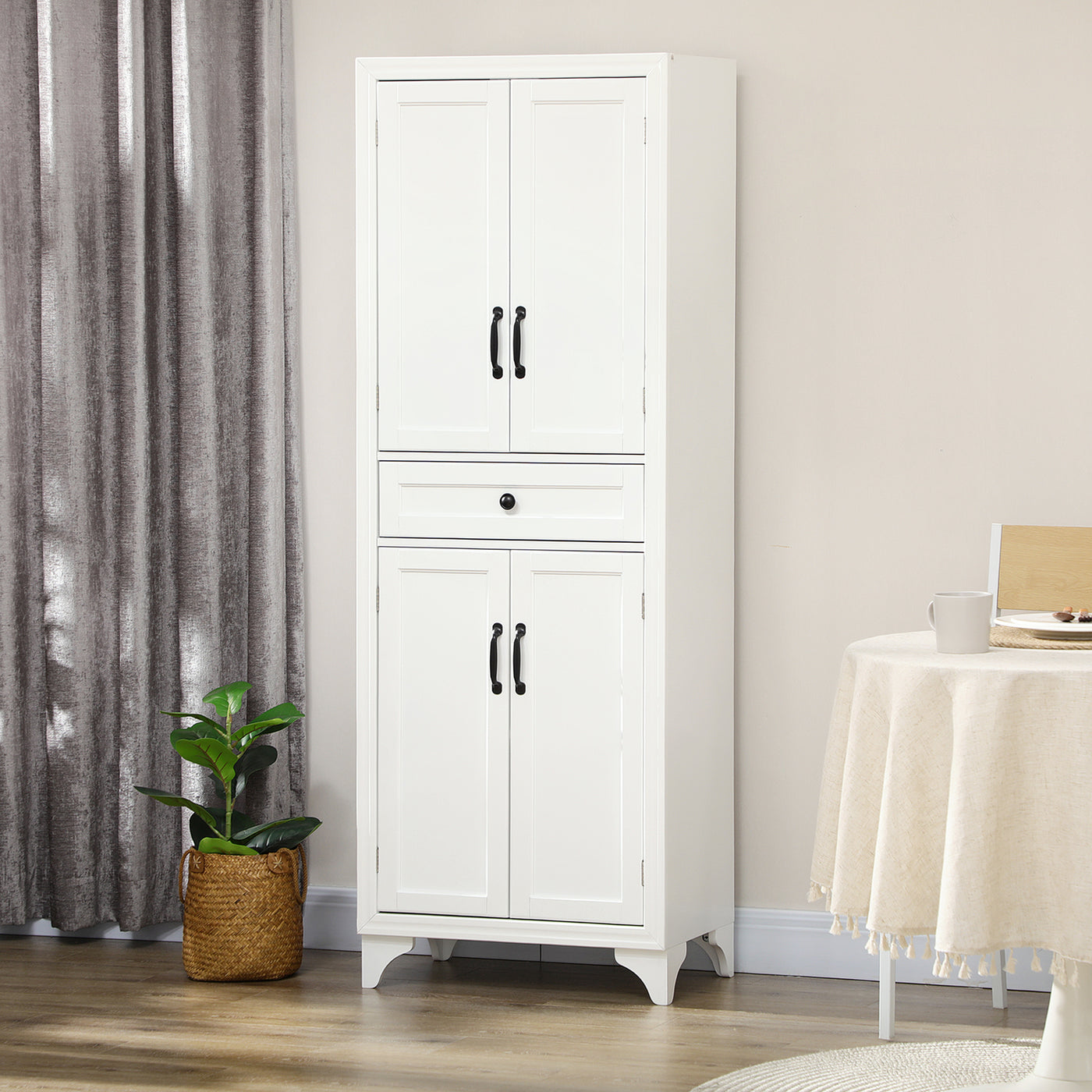 Freestanding Storage Cabinet, Kitchen Pantry Cabinet with 2 Shelves, 4 Doors, Kitchen Storage Cabinets for Dining Room