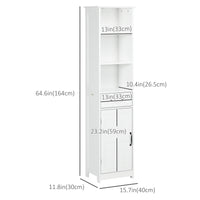 Modern Bathroom Cabinet, Narrow Bathroom Vanities with 3 Open Shelves, Drawer and Adjustable Shelf, White
