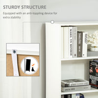 4-Tier Open Bookshelf with Doors Modern Home Office Bookcase Storage Cabinet for Living Room Bathroom Study, Oak