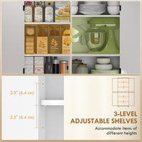 70" Tall Kitchen Storage Cabinet Modern Farmhouse Pantry Cabinet with 4 Chevron Doors and 4 Adjustable Shelves, White