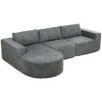 L Shaped Cloud Boneless Couch, Modular Sectional Sofa with Chaise and Deep Seat for Living Room, Bedroom, Dark Grey