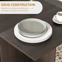 Folding Dining Table, Space Saving Drop Leaf Table with Drawer and Storage Shelves for Kitchen, Dining Room, Dark Brown