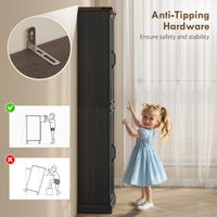 72" Pantry Cabinet, Farmhouse Freestanding Kitchen Storage Cabinet with Adjustable Shelves for Dining Room, Black