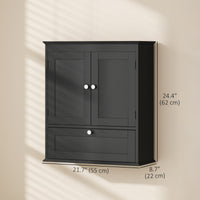 Medicine Cabinet with Adjustable Shelf, Bathroom Wall Cabinet Bathroom Cabinet with Recessed Panels, Black