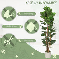 6FT Artificial Fiddle Leaf Fig Tree Set of 2, Fake Potted Tree with Solid Wood Trunks for Indoor Decor, Green