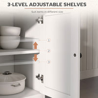 Kitchen Sideboard Cabinet with 2 Drawers, 4 Barn Doors and 2 Adjustable Shelves, Buffet Table for Living Room, White