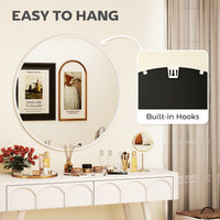 36" Round Mirror, Bathroom Wall Mirror with Metal Frame, Decorative Vanity Mirror for Living Room, Bedroom, White