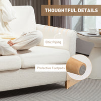 2-Seat Sofa Two-Seater Couch with Armrests and Wood Legs for Living Room, Bedroom, Cream White