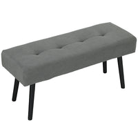39" Upholstered Ottoman Bench, Corduroy Entryway Bedroom Bench with Padded Seat and Steel Legs for Bedroom, Grey
