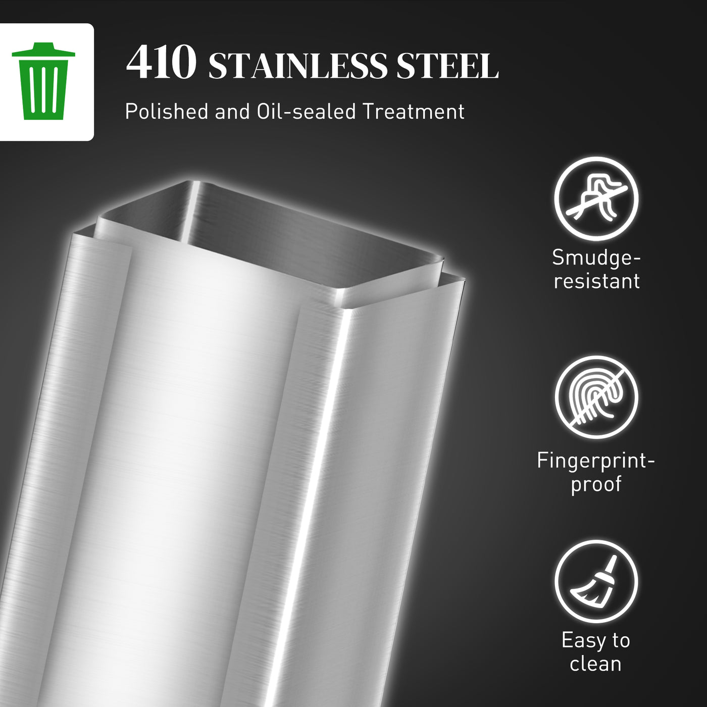 5.3 gal/20 L Stainless Steel Kitchen Garbage Can with Soft-close Lid, Foot Pedal, Fingerprint-Proof, Silver