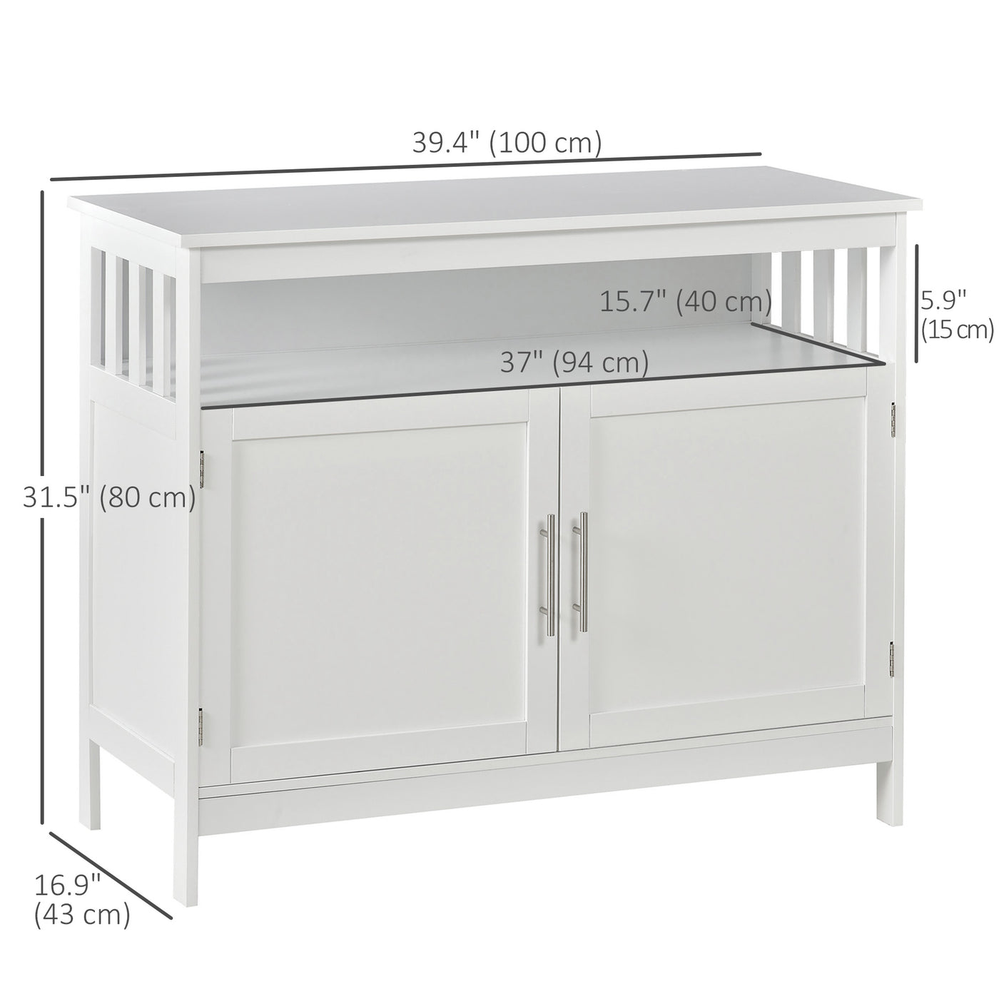 Wooden Console Table with Open Shelf and 2 layers Cabinet  Kitchen Furniture