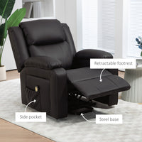 Lift Chair for Seniors, PU Leather Upholstered Electric Recliner Chair with Remote, Side Pockets, Quick Assembly, Brown