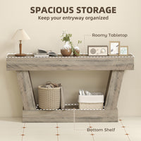 63 Inch Vintage Console Table, Narrow Entryway Table with Open Shelf for Living Room, Light Brown