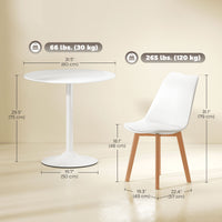 Round Dining Table Set for 4 with Pedestal Base, PU Padded Seats, for Small Space, Apartment, White