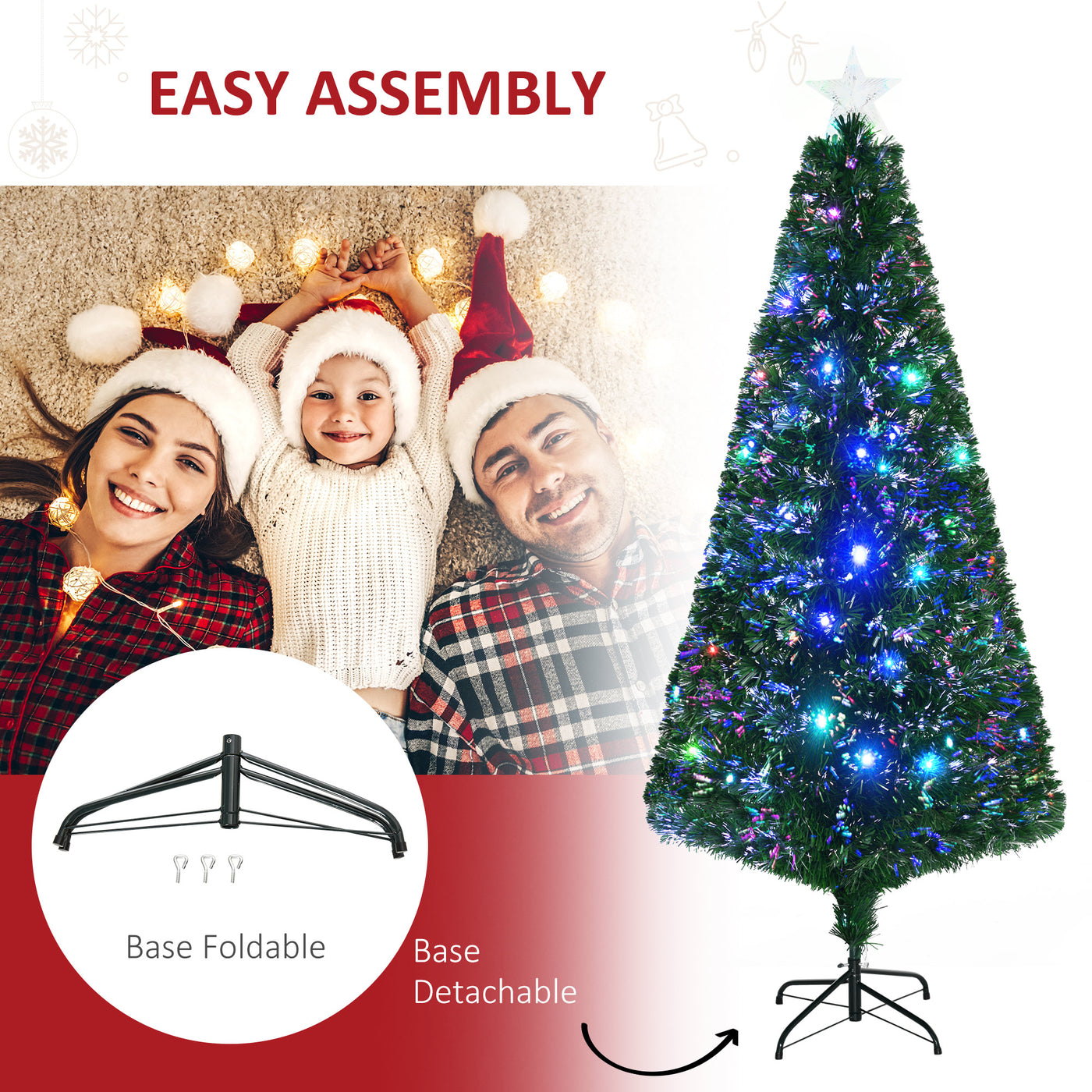 6FT Pre-lit LED Artificial Christmas Tree Scattered Holiday Décor with Stand, Green