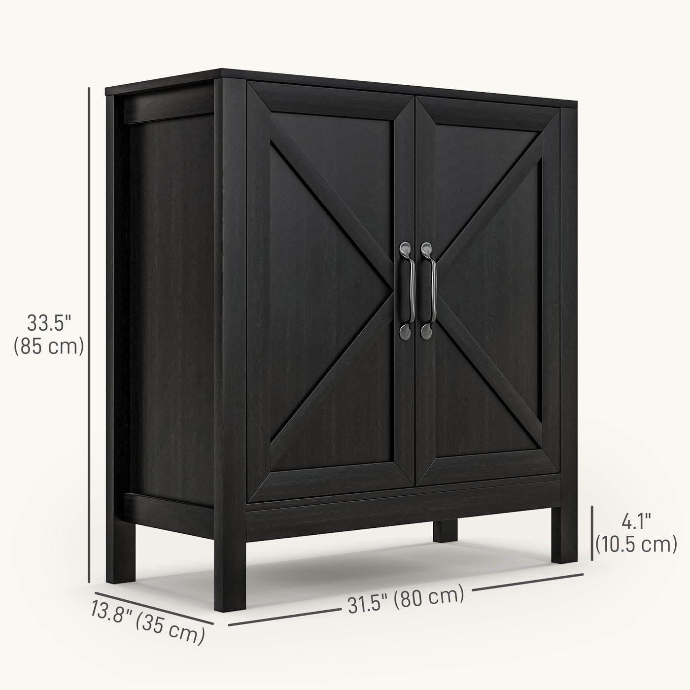 Sideboard Buffet, Kitchen Storage Cabinet with Barn Door and Adjustable Shelves, Storage Pantry, Black Oak
