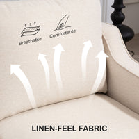 Loveseat Sofa, Modern Couch with Pocket Spring, Linen Upholstered, Thick Padded, Beige