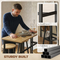 Bar Table Set of 6, Bar Table and Stools for 4, 2 Breakfast Tables and 4 Stools for Living Room, Grey-Brown
