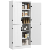 70" 4-Door Storage Cabinet, Freestanding Pantry Cabinet with Adjustable Shelves for Living Room, White