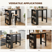 Modern Bar Table, Counter Height Dining Table with 3 Storage Shelves for Kitchen, Dining Room, Living Room, Walnut