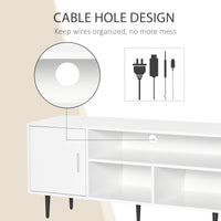 Modern TV Stand Cabinet for TVs up to 60 Inches with Storage Shelf, Cable Hole, Home Entertainment Unit Center, for Living Room Bedroom, White
