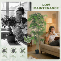 6FT Artificial Bamboo Tree, Fake Plant with 1530 Leaves, Greenery Plant in Nursery Pot for Indoor, Green