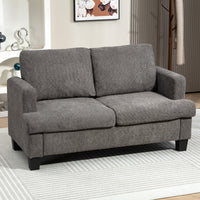 54.3" Loveseat Sofa, 2 Seater Sofa with Removable Cushions, Small Couch with Solid Wood Frame for Living Room, Dark Grey