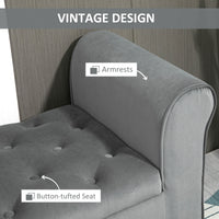 Button Tufted Storage Ottoman Bench, End of Bed Bench with Rolled Arms, Storage Chest for Living Room, Entryway, Grey
