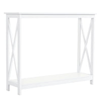 40" Console Table, 2 Tier X-Design Narrow Entryway Table with Storage Shelf for Behind Couch, Living Room, Hallway, White