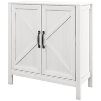 Sideboard Buffet, Kitchen Storage Cabinet with Barn Door and Adjustable Shelves, Storage Pantry, White Wood Grain