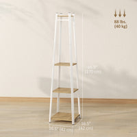 Clothes Rack with Storage, Garment Rack with 8 Hooks and 3-Tier Shelf, Clothes Stand for Bedroom, Entryway, Oak